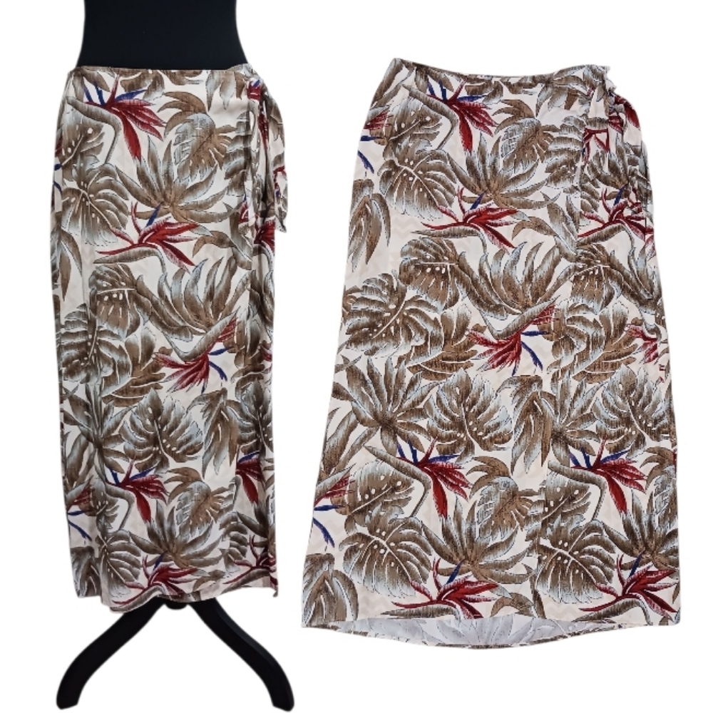 2PC Vintage Hilo Hattie Tank Top & Wrap Midi Skirt Set Bird Of Paradise Fujiette - Picture 4 of 11